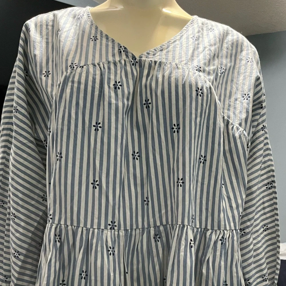 Madewell v-neck tiered mini dress coastal blue - Picture 4 of 8
